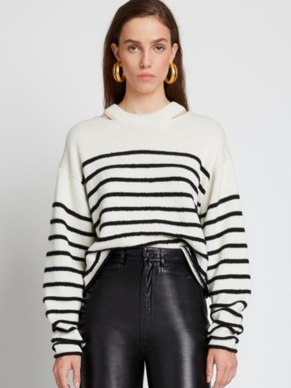 Proenza Schouler White Label Bouclé Stripe Cotton Cashmere Sweater M